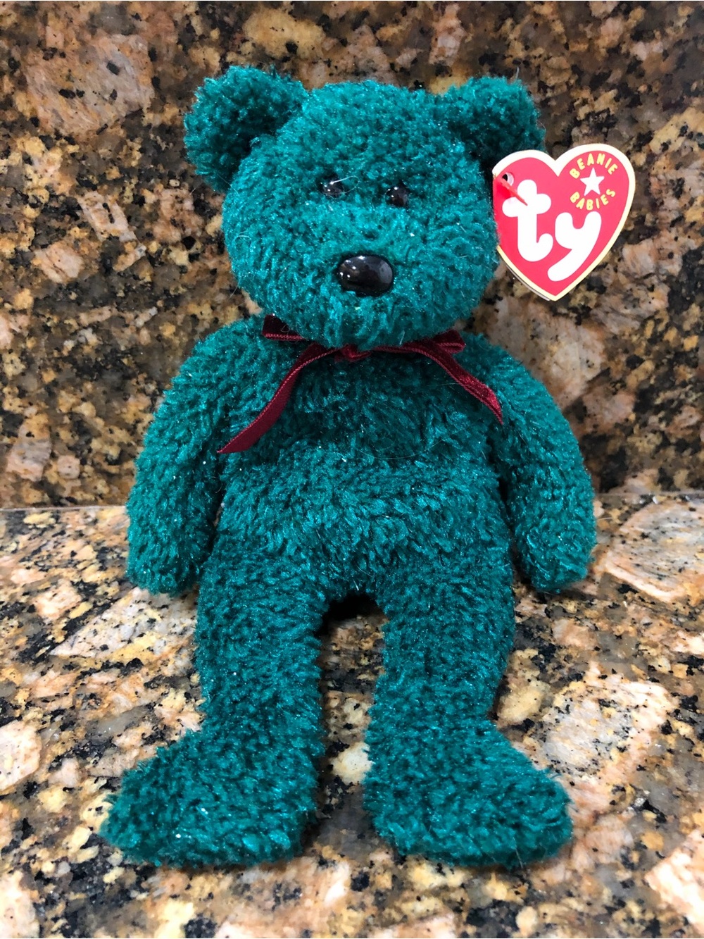 Ty Beanie Babies Emerald Green Plush Bear - Soft Kids Toy 2001 Holiday Teddy
